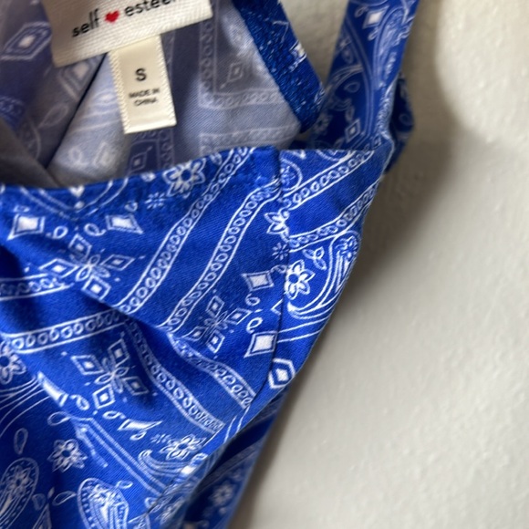 Self esteem halter super soft blue crop top paisley size S - Picture 5 of 5